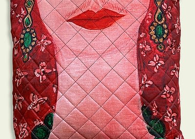 Frida cushion cover ( pad not included) Red pure quilted silk 48.5x48.5cm £60 + P&P