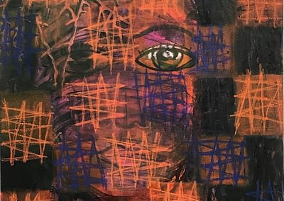 Paranoia oil wax crayon acrylic on canvas 71x91cm