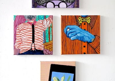 David Hockney A Portrait Installation of four canvases oil on canvas overall size 69x44x2cm