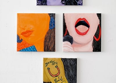 Amy Winehouse A Portrait Installation oil on four canvases over all size 69x44cm