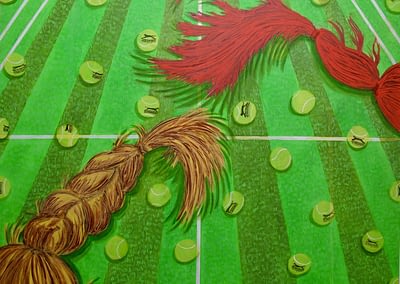 Wimbledon Hair Wars acrylic on canvas 152x122cm