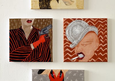 Grace Jones A Portrait installation oil on four canvases over all size 63x44cm