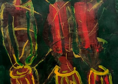 African Drummers acrylic on paper 40x29.7cm £150